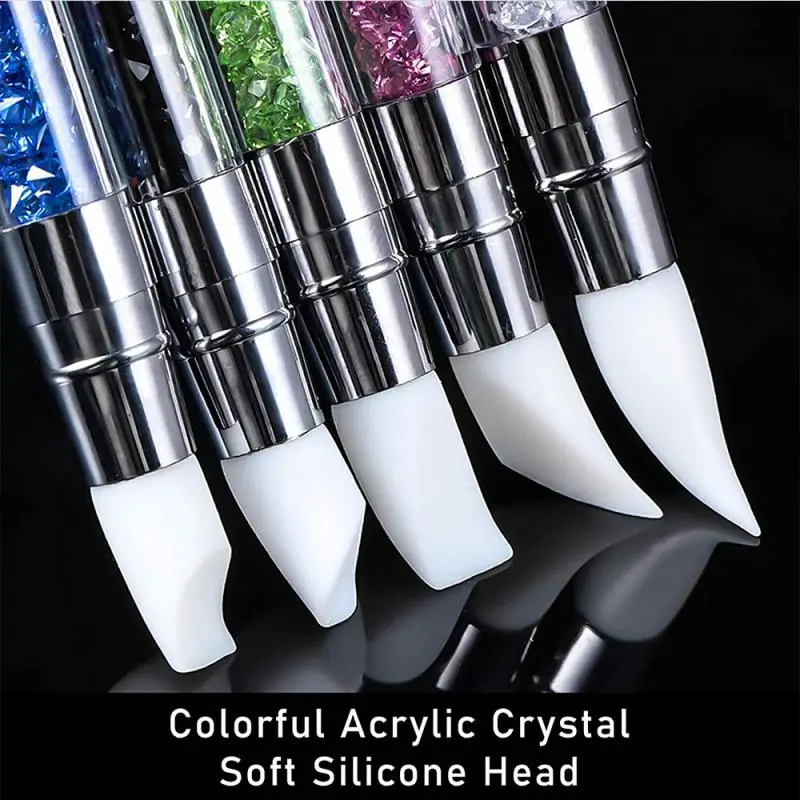 Double Head Nail Art Silicone Sculpture Pen 3D Carving Emboss Glitter Powder Manicure Shaping Silicone Brushes Nail Art Tool 3