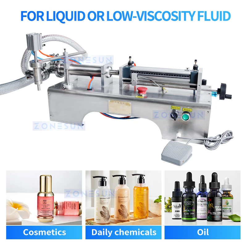ZONESUN ZS-YT1 Pneumatic Piston Liquid Filler Shampoo Gel Honey Vinegar Oil Detergent Liquid Soap Filling Machine