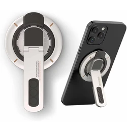 Revolutionary Magnetic Phone Grip Stand with Detachable Kickstand & Finger Ring Holder (White)