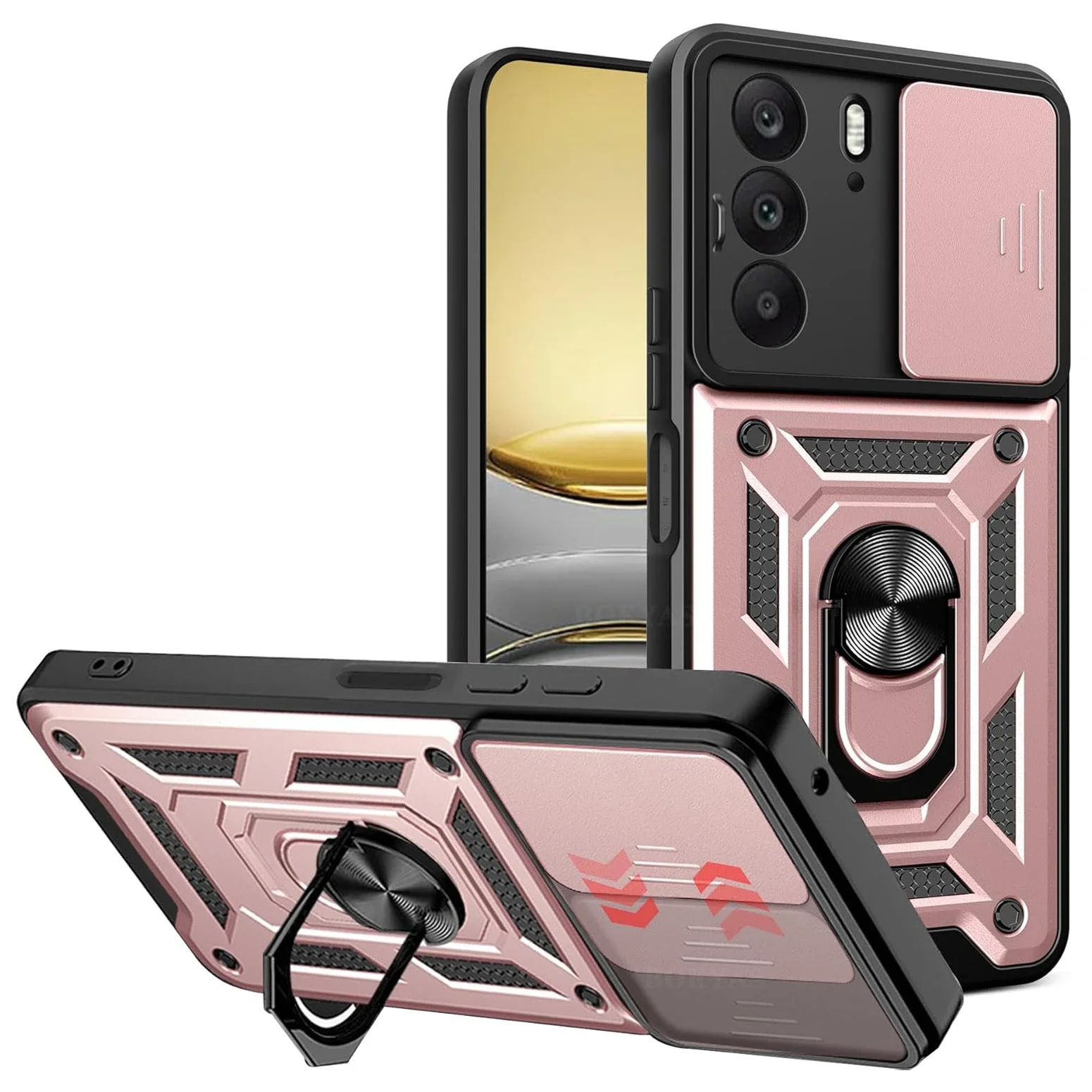 Enhanced Armor Case with Lens Protection and Magnetic Ring Holder - Durable Phone Cover Shell