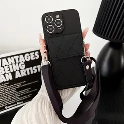 Leather Dust - Proof Phone Case with Wide Lanyard and Card Holder - iPhone 15 Plus (Black)