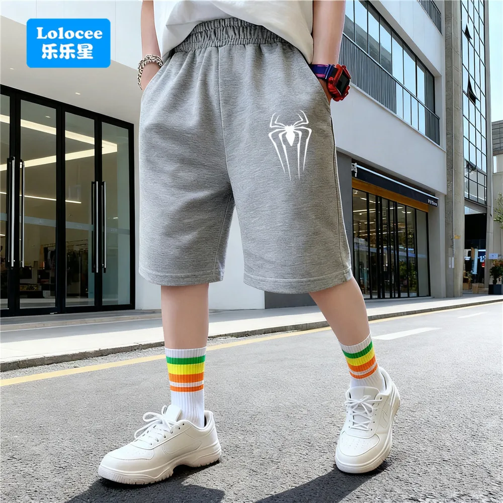 Trendy Spider Printed Shorts Boys' Summer Casual Fashion Loose and Comfortable Five-point Pants Teens Cotton Sweatpants ZZ01 2