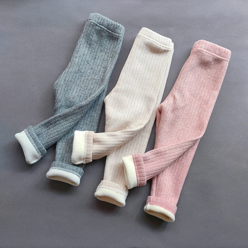 Winter Baby Girls Pants Thicken Warm Fleece Pants for Girls Leggings Children's Elasticity Slim Stripe Trousers girl leggings fleece pants girl skirt trousers kids tights kids middle pants