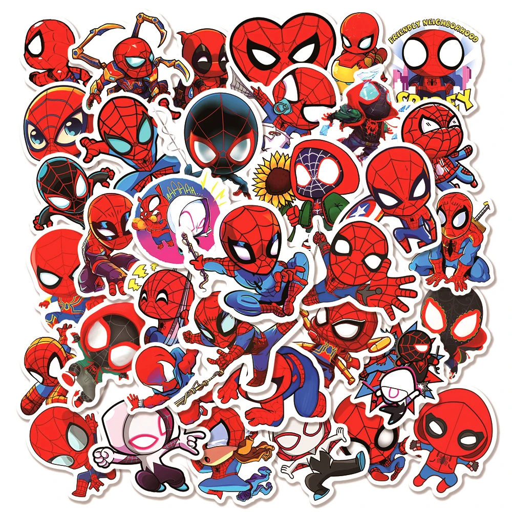 10/30/50pcs Disney Marvel Super Hero Spider Man Anime Stickers Decals Laptop Car Phone Skateboard Waterproof Sticker Kids Toys
