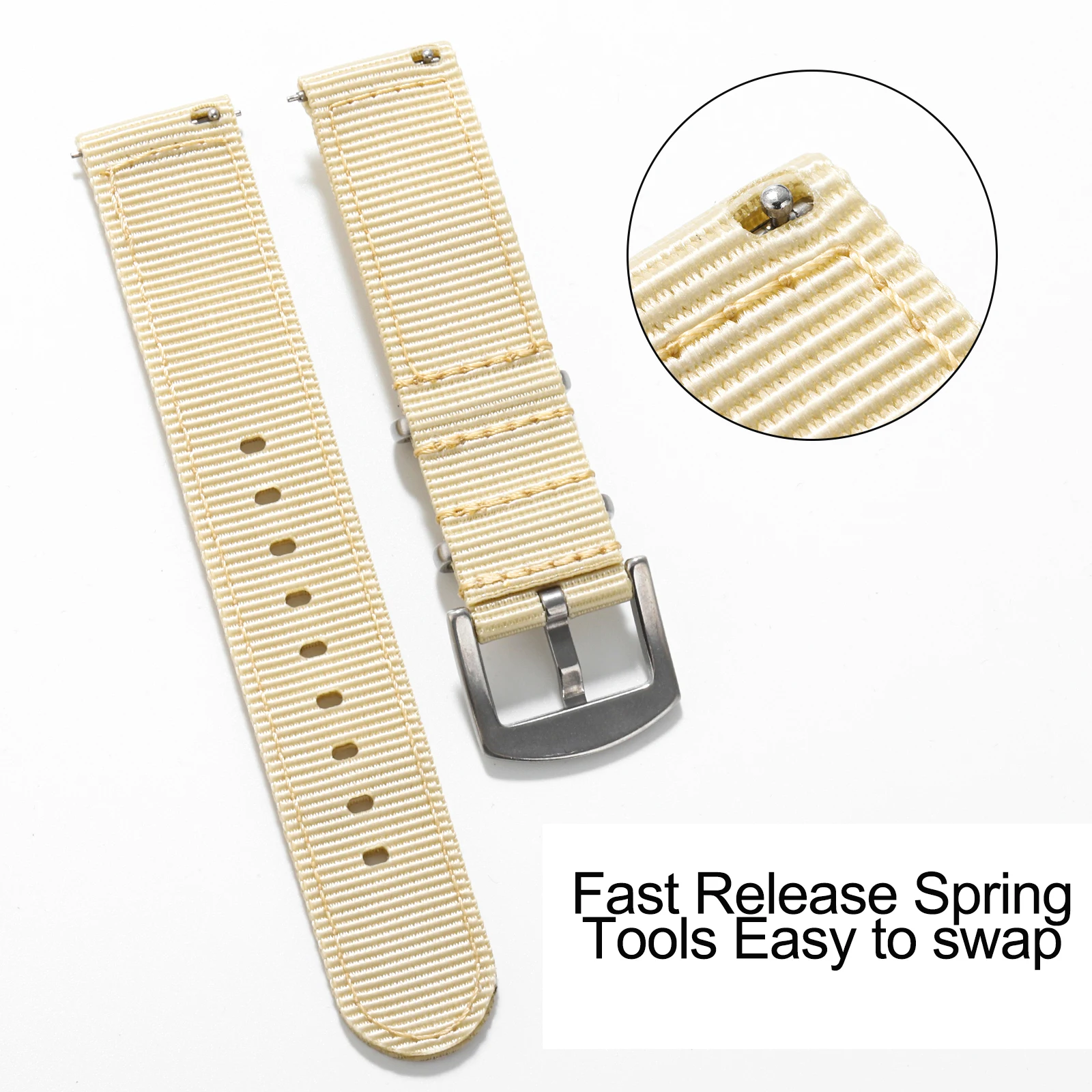IBENIFIT Classic Nylon Watch Strap with Silver Buckle – Durable Fabric Wristband Replacement
