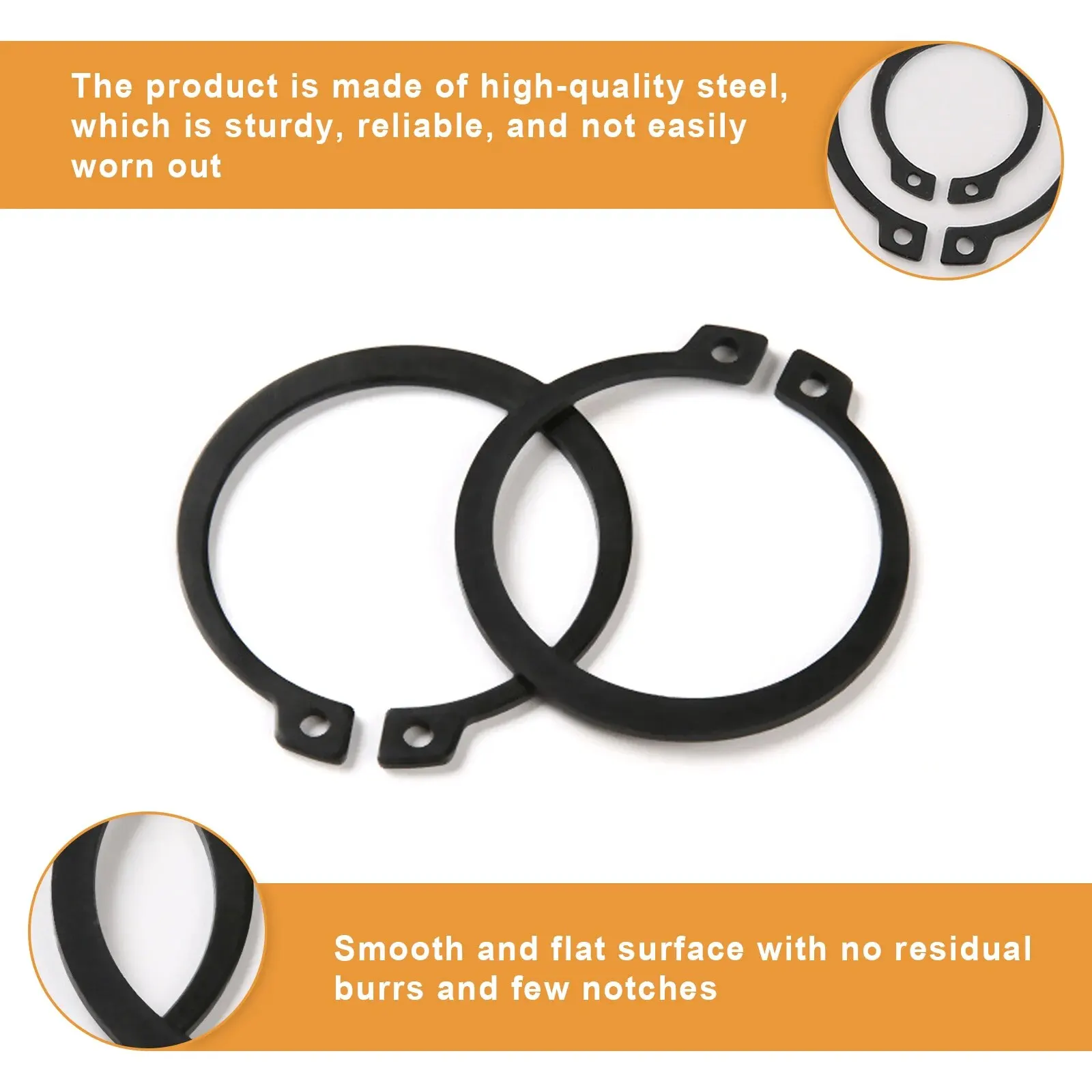 200PCs Manganese Steel External Clasp Set 8 Sizes for Mechanical Maintenance Repair
