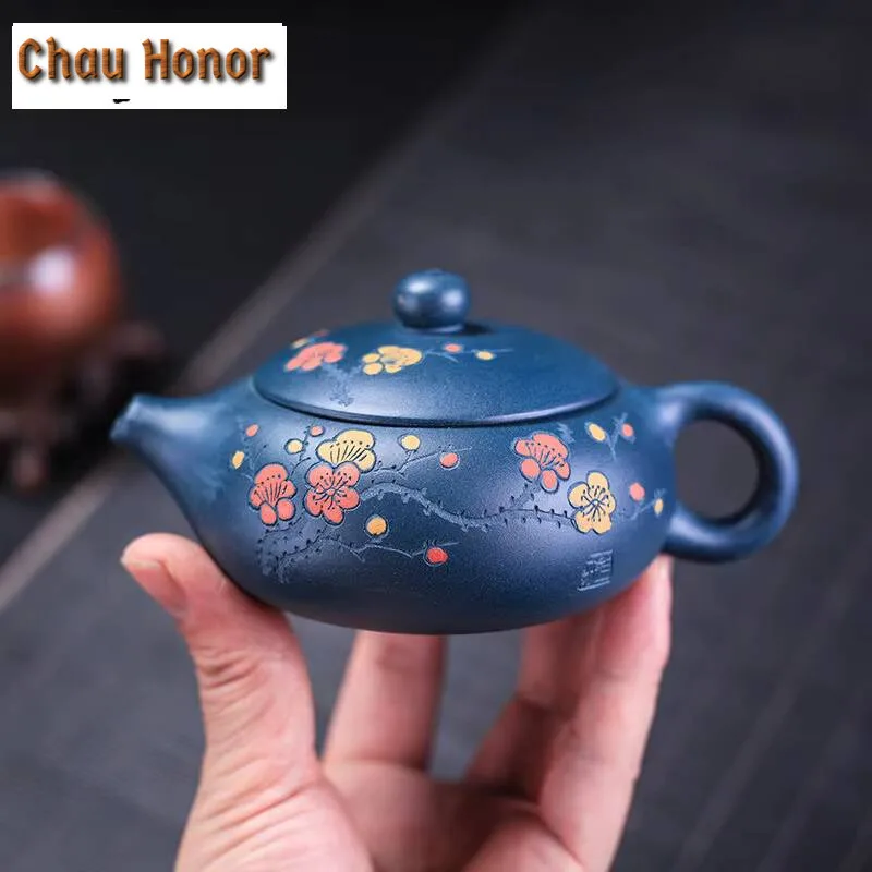 160ml Yixing Teapot Handmade Purple Clay Kung Fu Kettle Flat Xishi Pot Gift Box Household Teapot Chinese Tea Set Kung Fu Tea Set