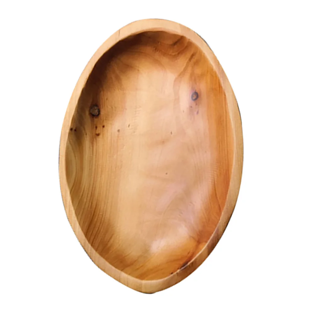 Solid Wood Fruit Tray Oval Wooden Plate Decorative Tray Food Serving Kitchen Dining Bar Serving Plates