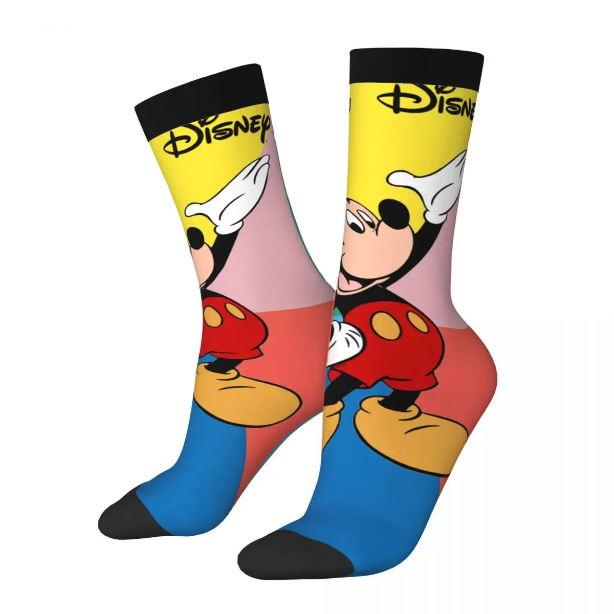 Calcetines de compresión unisex para hombre, divertidos y divertidos, con estampado de Mickey Mouse, estilo Harajuku, sin costuras y con estampado de Happy Crew.