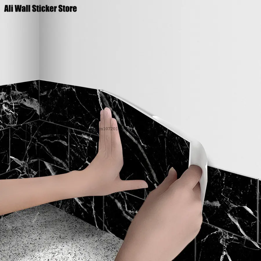 Black Imitation Marble Tile Stickers Bathroom Living Room Waterproof Moisture-Proof Wallpaper Self-Adhesive Wall Decoration suction cup single claw pulling sucker for handling ceramic tile glass large size pull sucker for automobile concave repair black