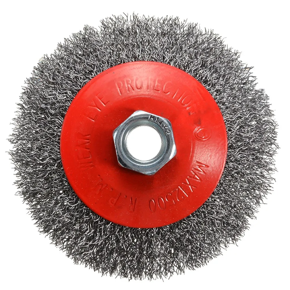 

1PC Stainless Steel Crimped Wire Brush Circle Wheel 100mm Cup Shape M14 Thread Rotary For Angle Grinder Metal Removal Rust Paint