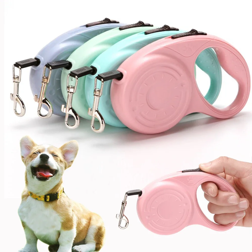 3/5 m Hundeleine für kleine mittelgroße Hunde, Katze, einziehbares Nylonseil, Welpe, Gehen, Roulette, Traktionsleine, Chihuahua, Haustierzubehör