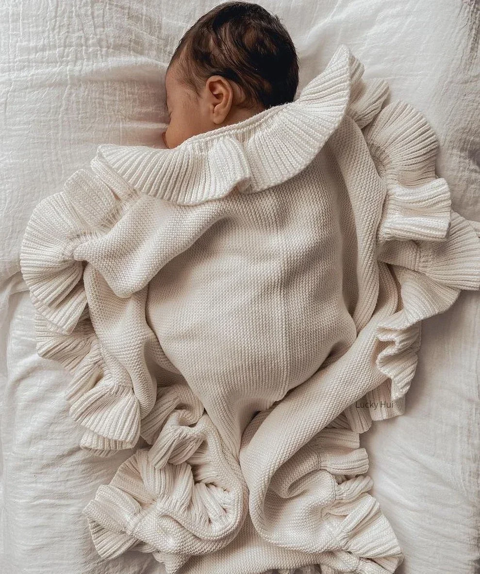 Personalized Baby Blanket with Name, Knitted Baby Boy Girl Swaddle Blanket for Newborn Infant Toddlers Kid 70x90cm 5