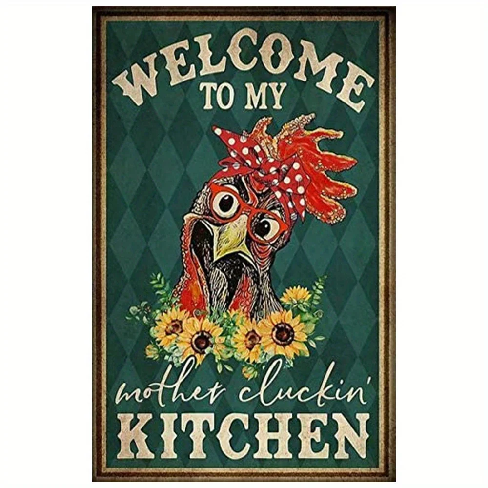 

B металлическая жестяная фотография, добро пожаловать к моей маме, декоративная табличка в виде петуха для кухни