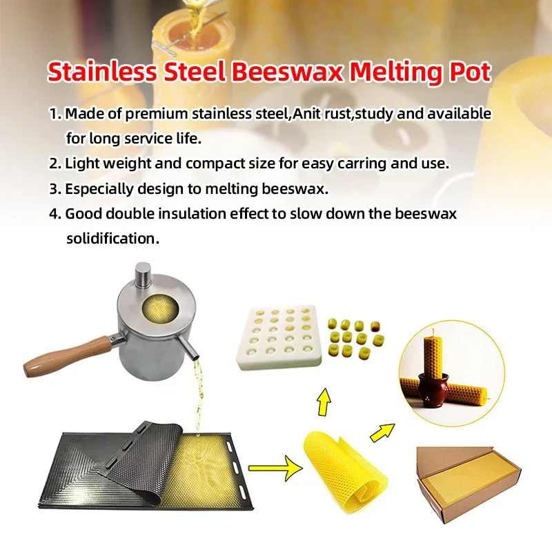 

1PC Beeswax Pouring Pot Stainless Steel Beeswax Melting Pot Wax Melter Pot Candle Tool Beekeeping Tool High Quality