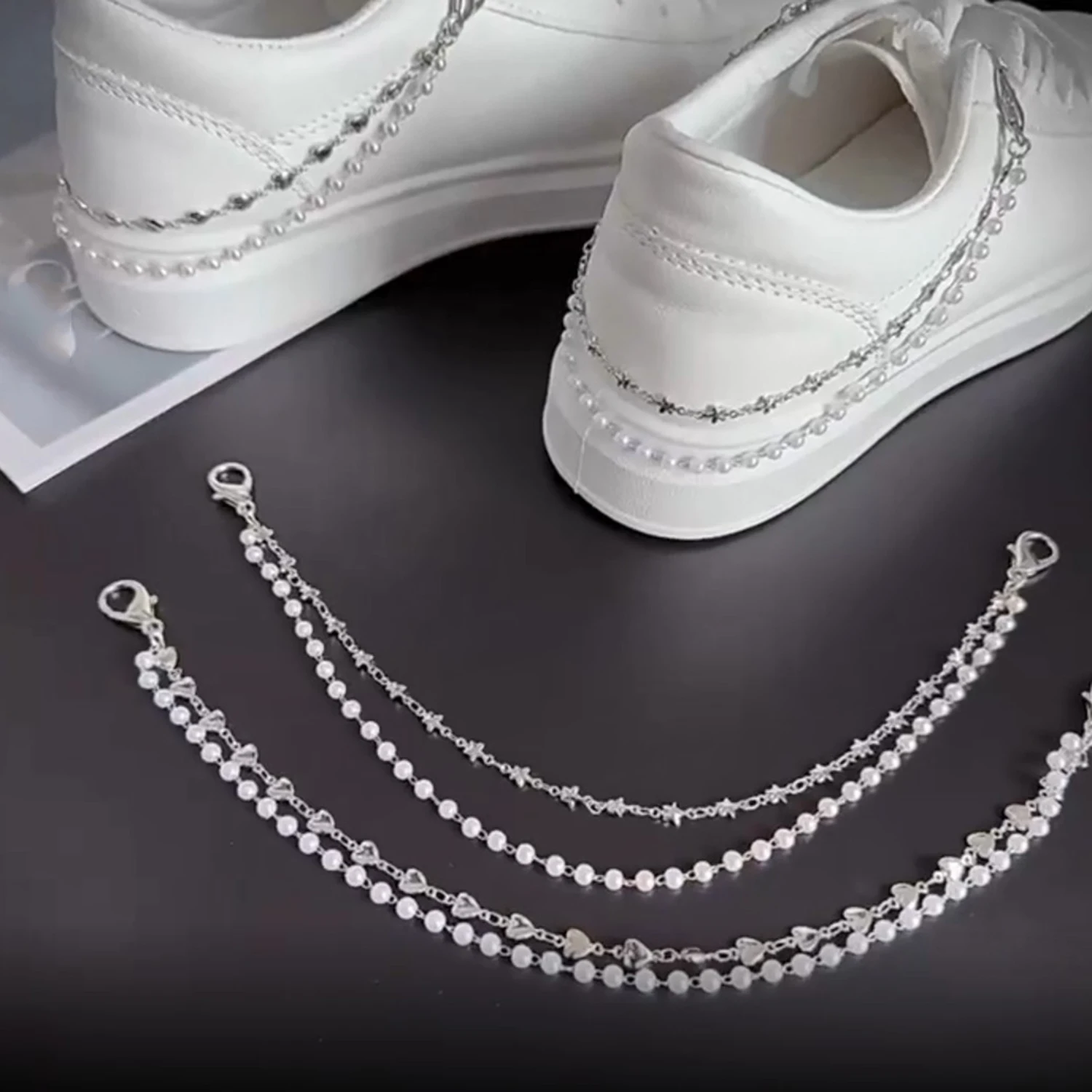 

Star Pearl Double Layer Shoe Chain Shoe Decorative Buckle Shoelace Buckle Shoe Chain DIY 2023 Shoes Decoration