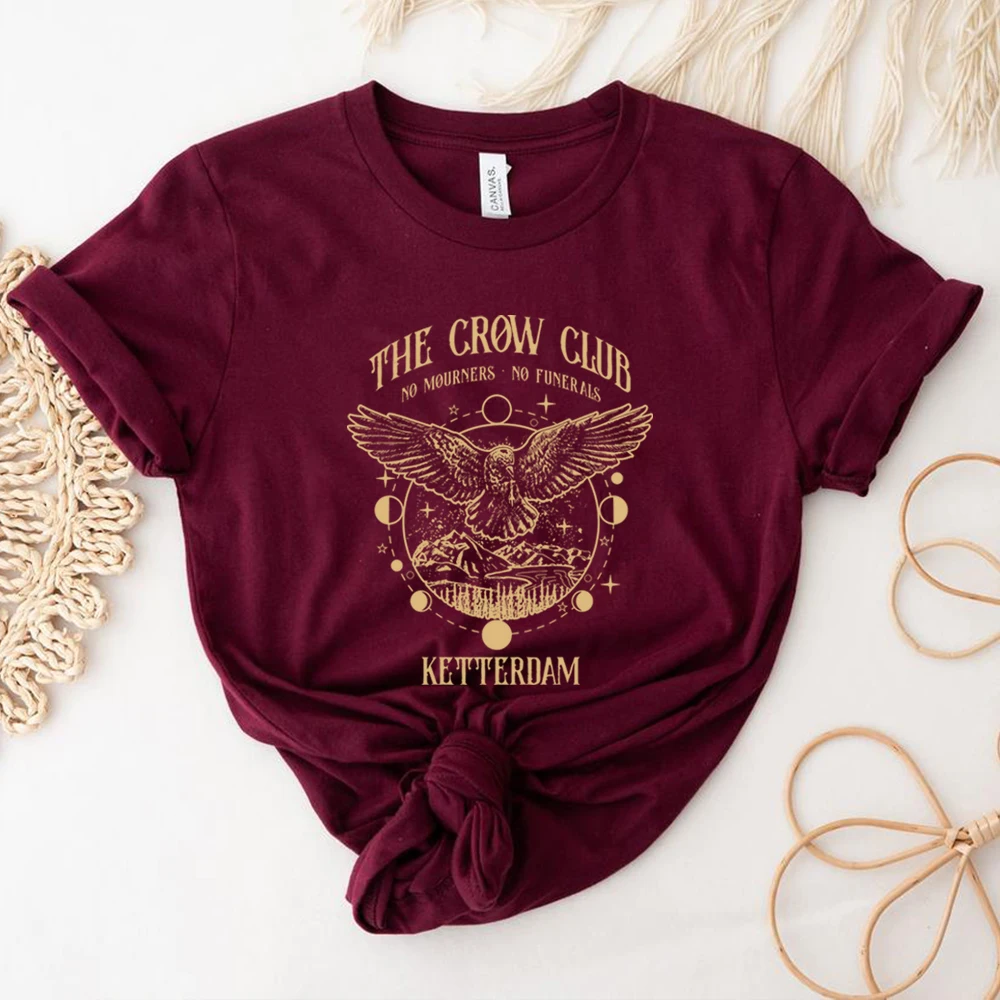 Six of Crows T Shirt No Mourners Merch Ketterdam Crow Club Shirts Gothic Tee Unisex Short Sleeves Tops Aesthetic Clothes 5