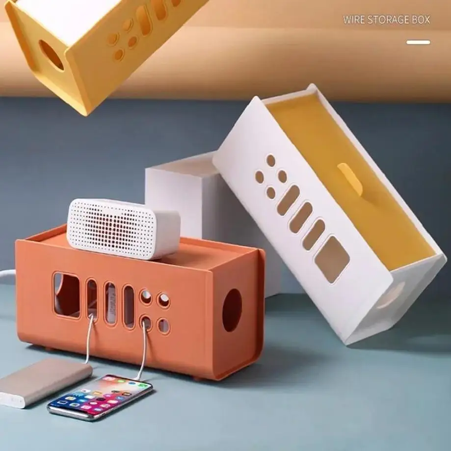 1 Pcs Creative Plug Power Cord Plastic Storage Box Items Cable Organizer Household Desktop Plug-in Board Electric Socket Storage