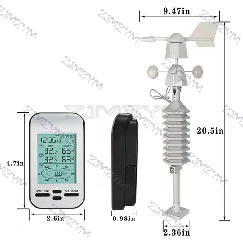 Professional Wireless Weather Station Anemometer Out Wind Speed Direction Sensor Digital Wind Chill Temperature Humidity Meter temperature humidity meter air thermohygrometer