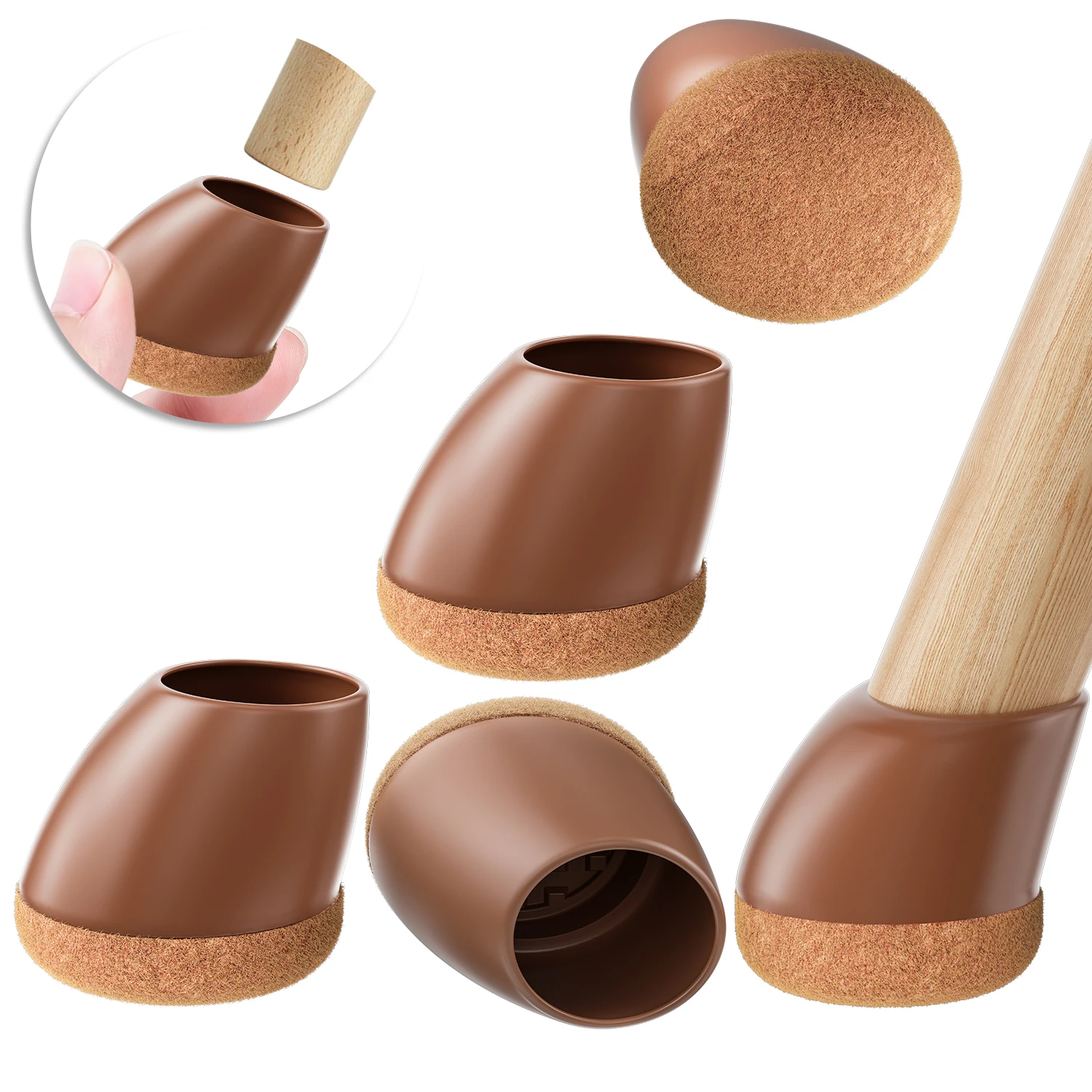 Silicone Chair Leg Caps with Felt Pads - Anti-Slip and Floor Protection Set