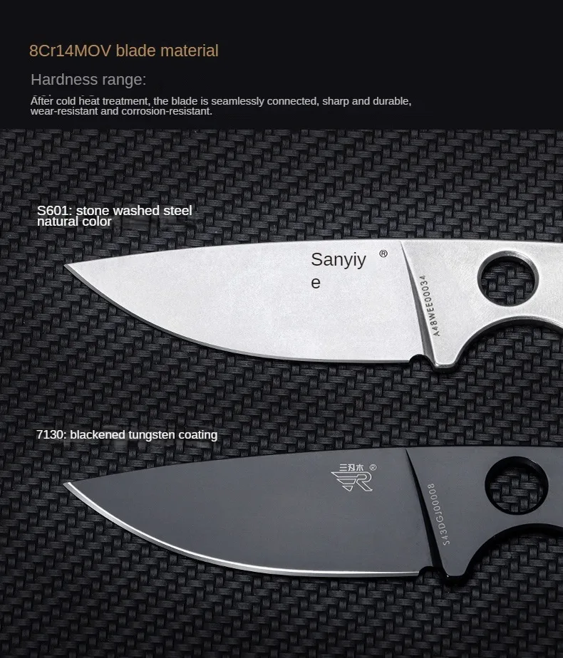 Description Picture 6 of itemSANRENMU S601 Fixed Blade Knife 8cr13 steel Camping HuntingTactical Survival kitchen Knives Tool Edc K Sheath 7130 Self defense
