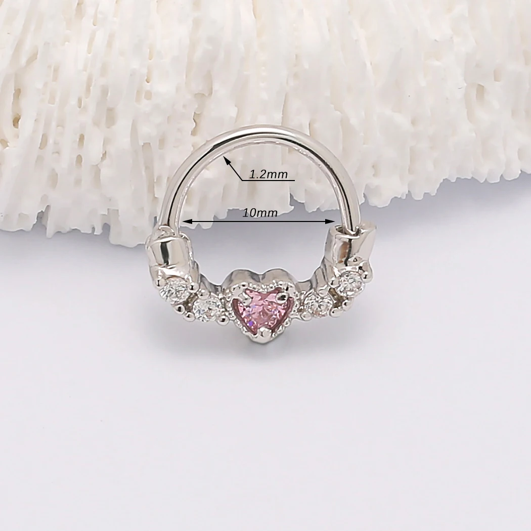 JHJT 16G Nose Piercing Heart Septum Nose Ring Stainless Steel