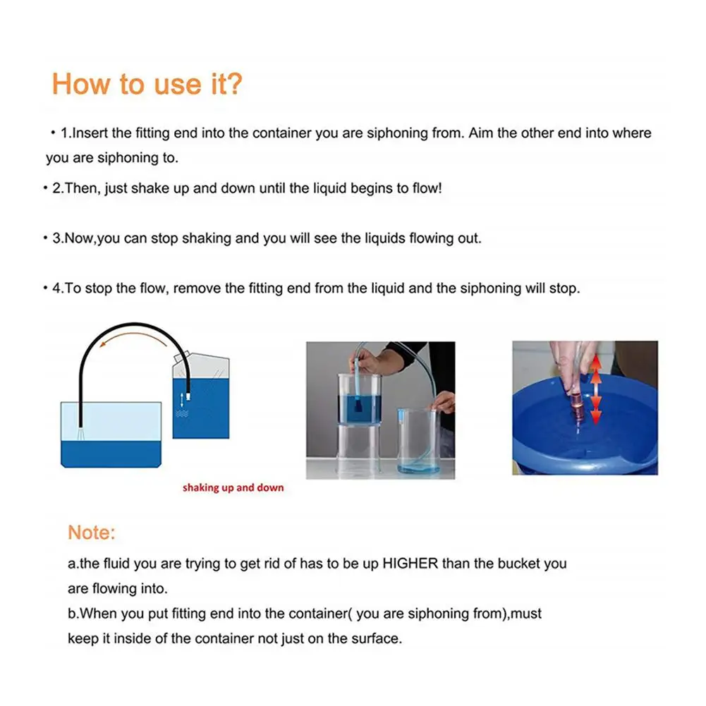 Durable Gas Safety Siphon Pump Gasoline Fuel Water Shaker Siphon Safety Self Priming Hose Pipe Water Pump Hose liquid transfer pump
