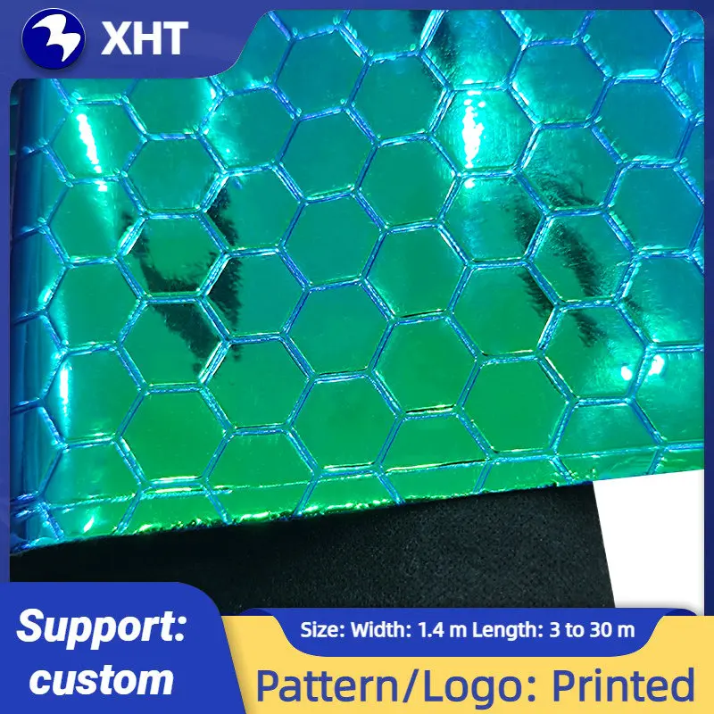 

30x135cm hexagon pattern Holographic Embossed Faux Leather Fabric Sheet for Making Shoe/Bag/DIY Accessories/Hair Bow