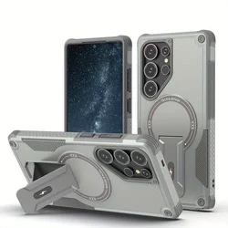Premium Foldable Stand Holder Magnetic Armor Phone Case - Durable and Stylish Back Cover - Galaxy A27 (GRAY)