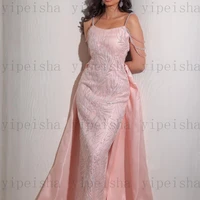 Customized square collar Formal Evening Dresses Beading Sequined Lace Appliques Long Prom Gown detachable Train Party Dress - Image 6