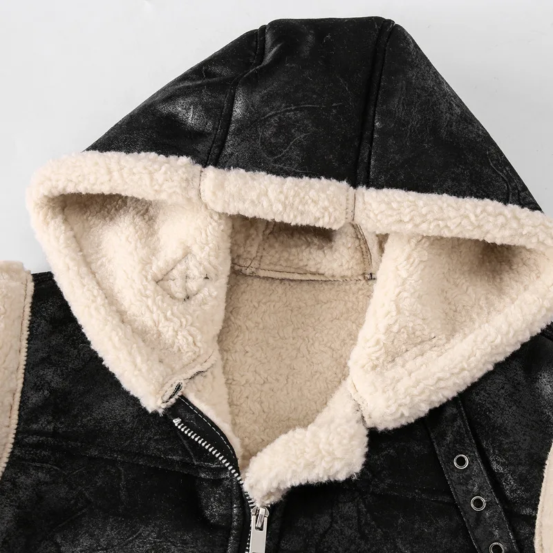 H70 Winter Fashion Cashmere Thicken Warm Hooded Waistcoats for Men Good Quality PU Leather Windprood Large Size Vest Coats Male 4