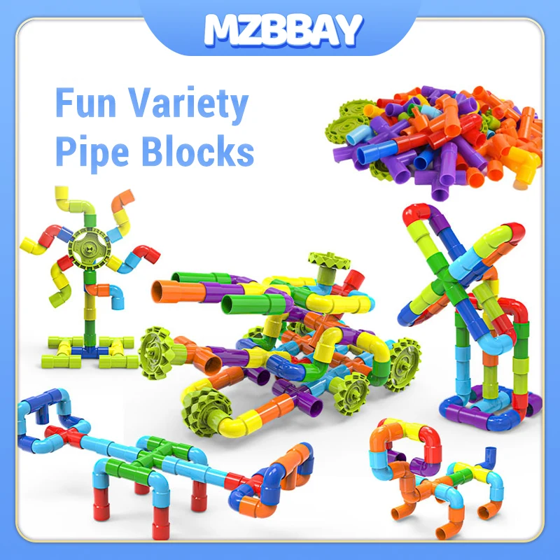 Kids DIY Color Random Assembly Water Pipes Building Blocks Toys Montessori Splicing Water Pipes Building Blocks Toys Gifts