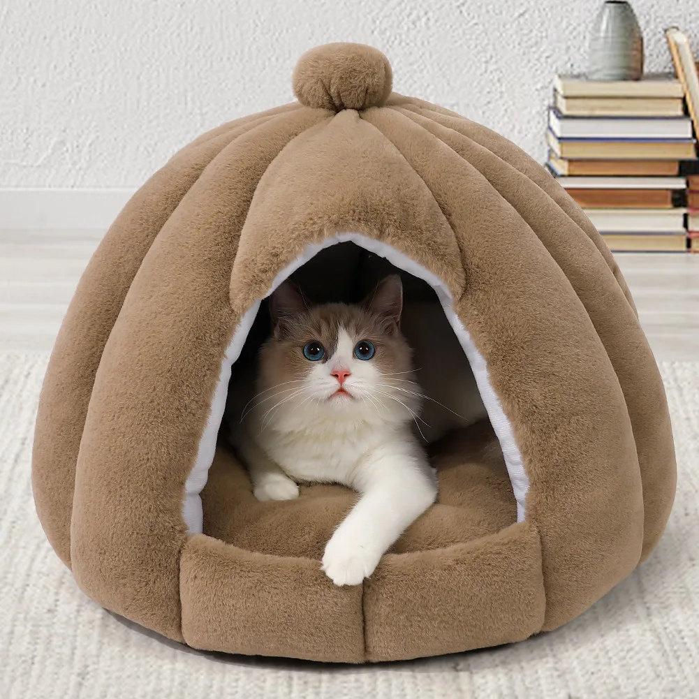 

Warm Comfort Cat Bed In Winter Bed For Cats Cat’s House Dog Bed Pet Little Mat Cozy Deep Cave Indoor Nesk Cat Accessories