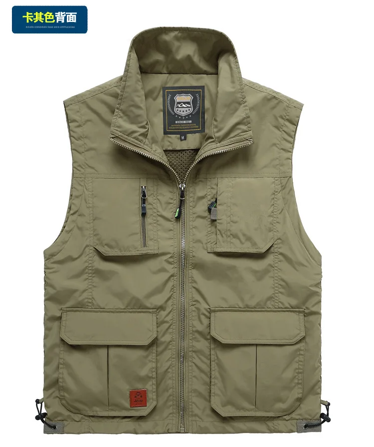 Mesh Vest Men's Leather Summer MAN Camping New Sets Coat Tactical Military Sleeveless Parka Multi-pocket Hunting Embroidered Zip