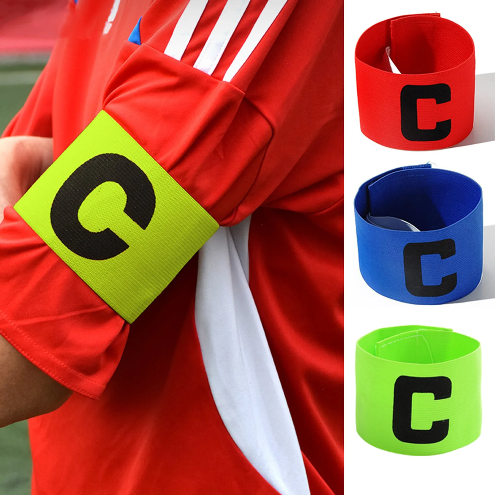 Soccer Captain's Armbands Elastic Football Captain Armband Competition Training Adjustable Armband for Football Soccer Hockey