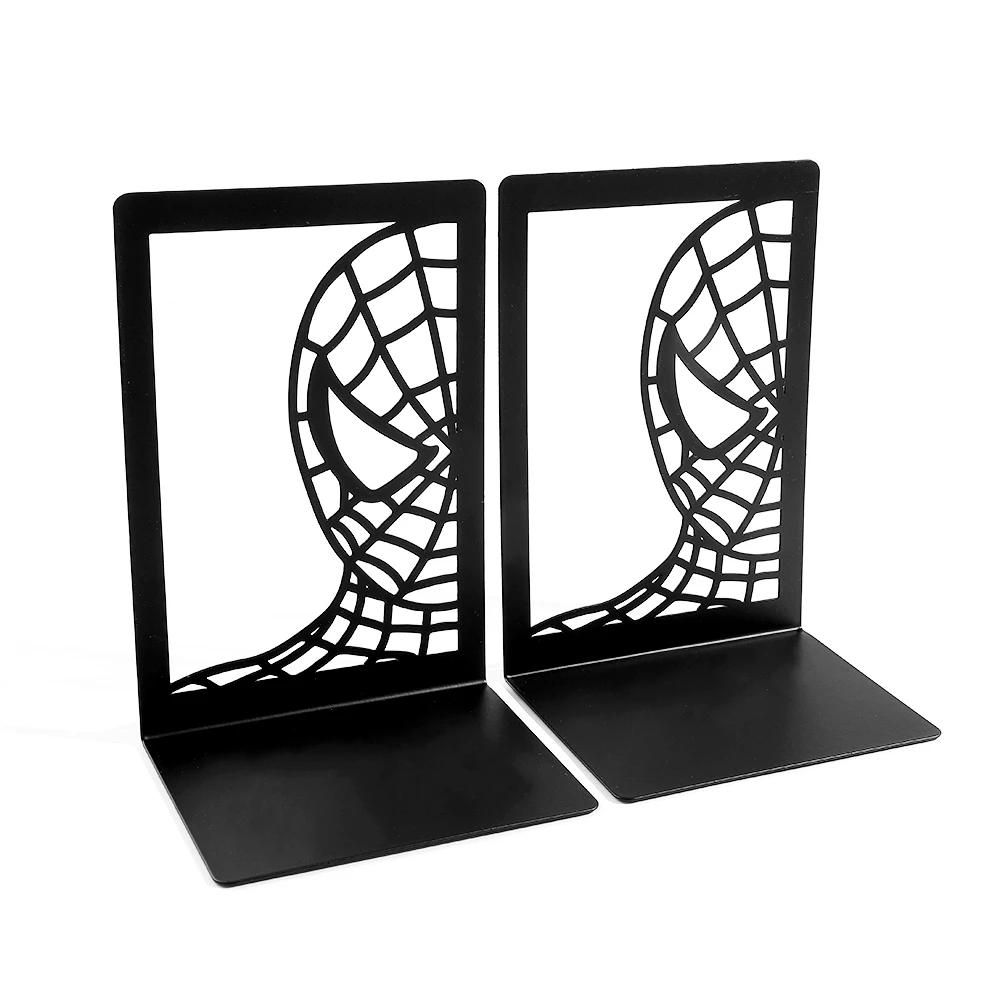 Book Organizer Book Holder Book Terminal Handsome Spider Man Hollow Book Ends Heavy Duty Metal Bookend Office Desktop Book Rack Office supplies Bookshelf for Lovers