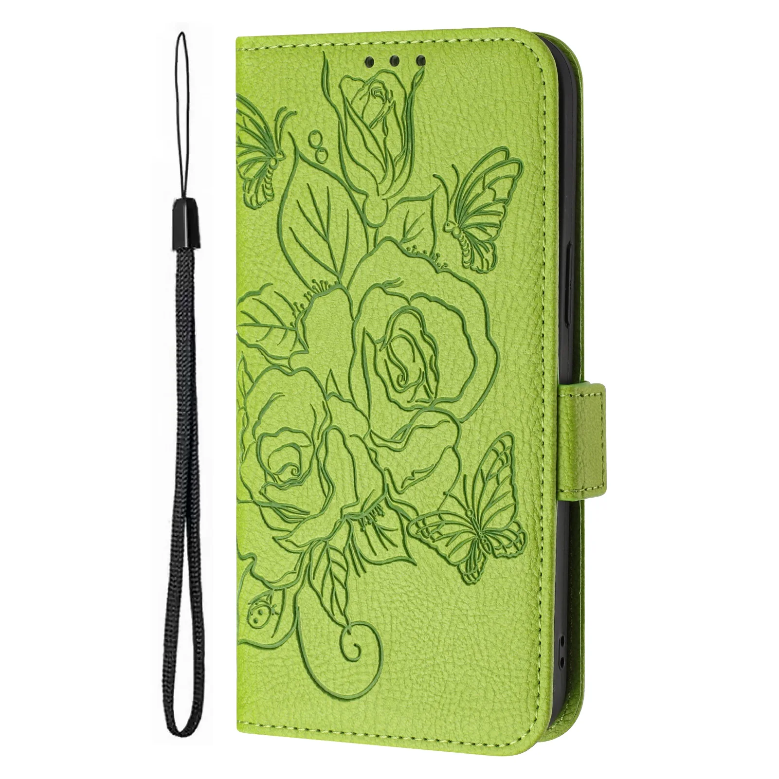 Elegant Leather 3D Flower Wallet Case with Card Holder Flip Cover