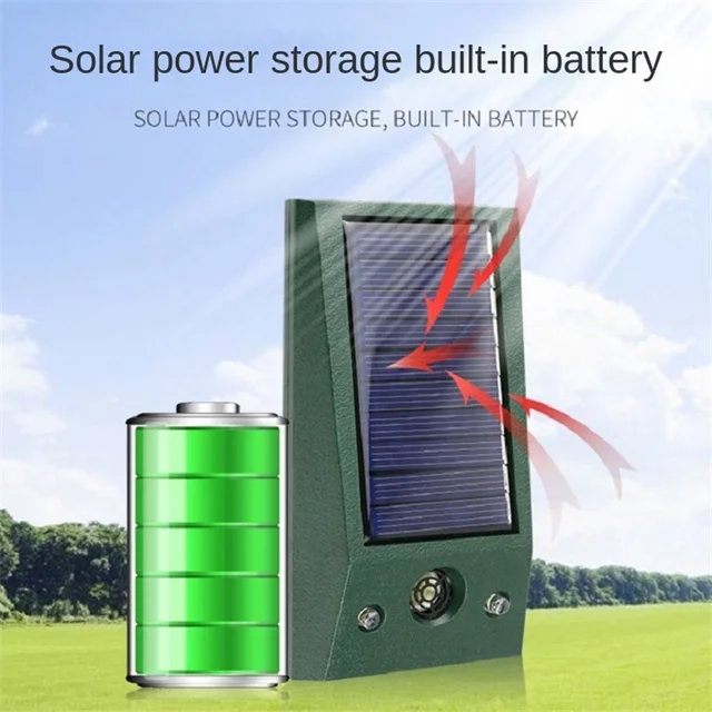 Ultrahangos Állat Kültéri Kártevő Kutya Egér Madár Catcockroach Rovar Napenergia -Visszataszító Piros Lámpás, Hogy Elinduljon A Farkas - Image 3