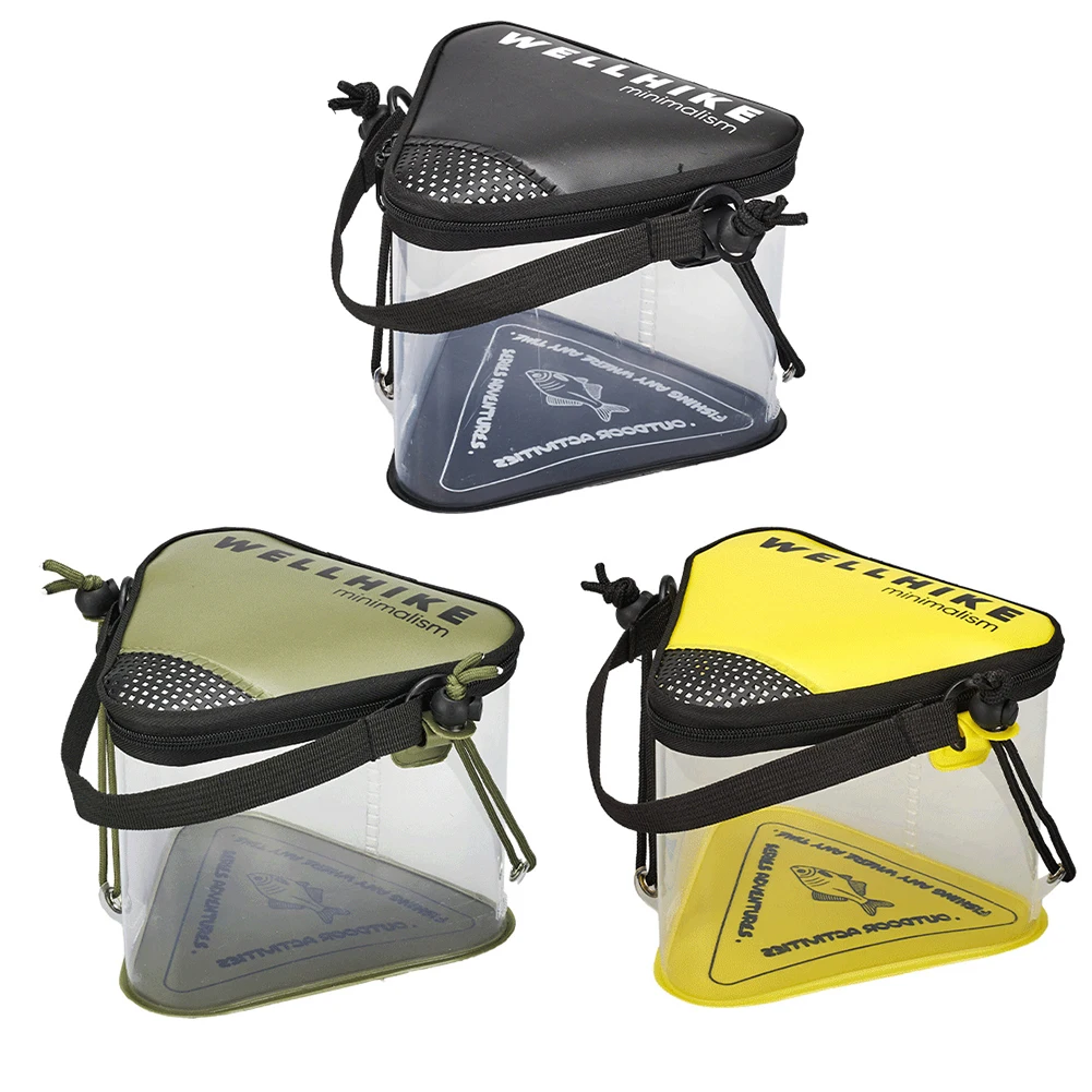 Transparent Fishing Bucket with Breathable Mesh Lid Live Fish Bucket Outdoor Collapsible Outdoor Camping Equipment
