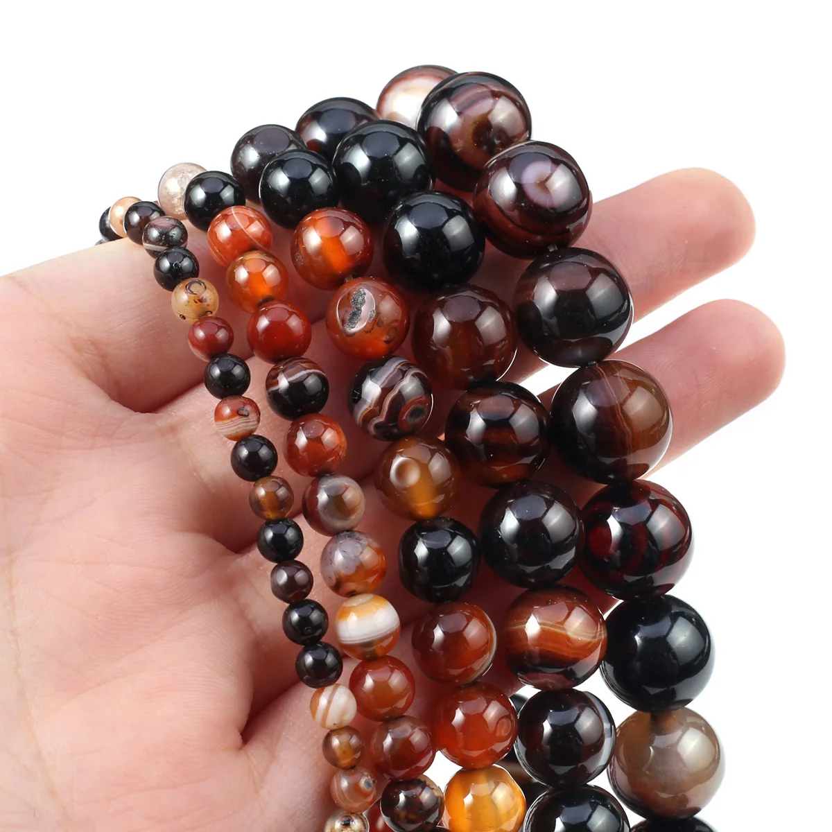 

Natural Stone Red Agates Beads Round Shape Black Loose Spacer Bead for Jewelry Making Diy Women Necklace Bracelet Accessory