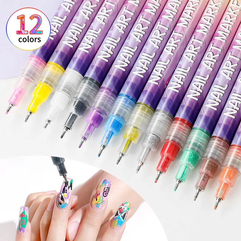 Custom Needle Tube Nail Art Pens - Hand-Drawn Outline & Acrylic Paint Set