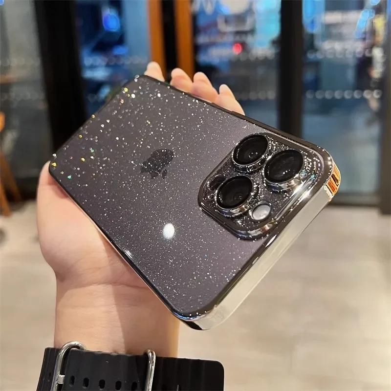 Luxury Electroplated Glitter Phone Case - Clear Transparent Shockproof Protective Cover