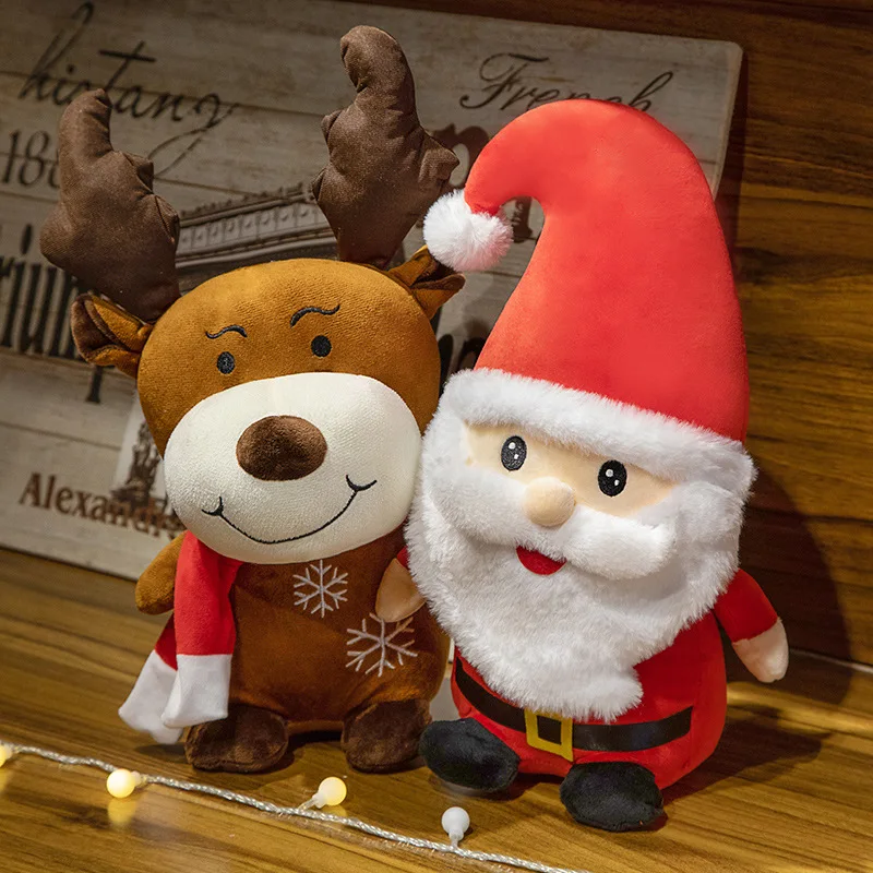 Nice About 20cm Cartoon Christmas Collection Plush Toy Cute Santa Claus Christmas Elk Snowman Pillow Xmas Decor Gifts