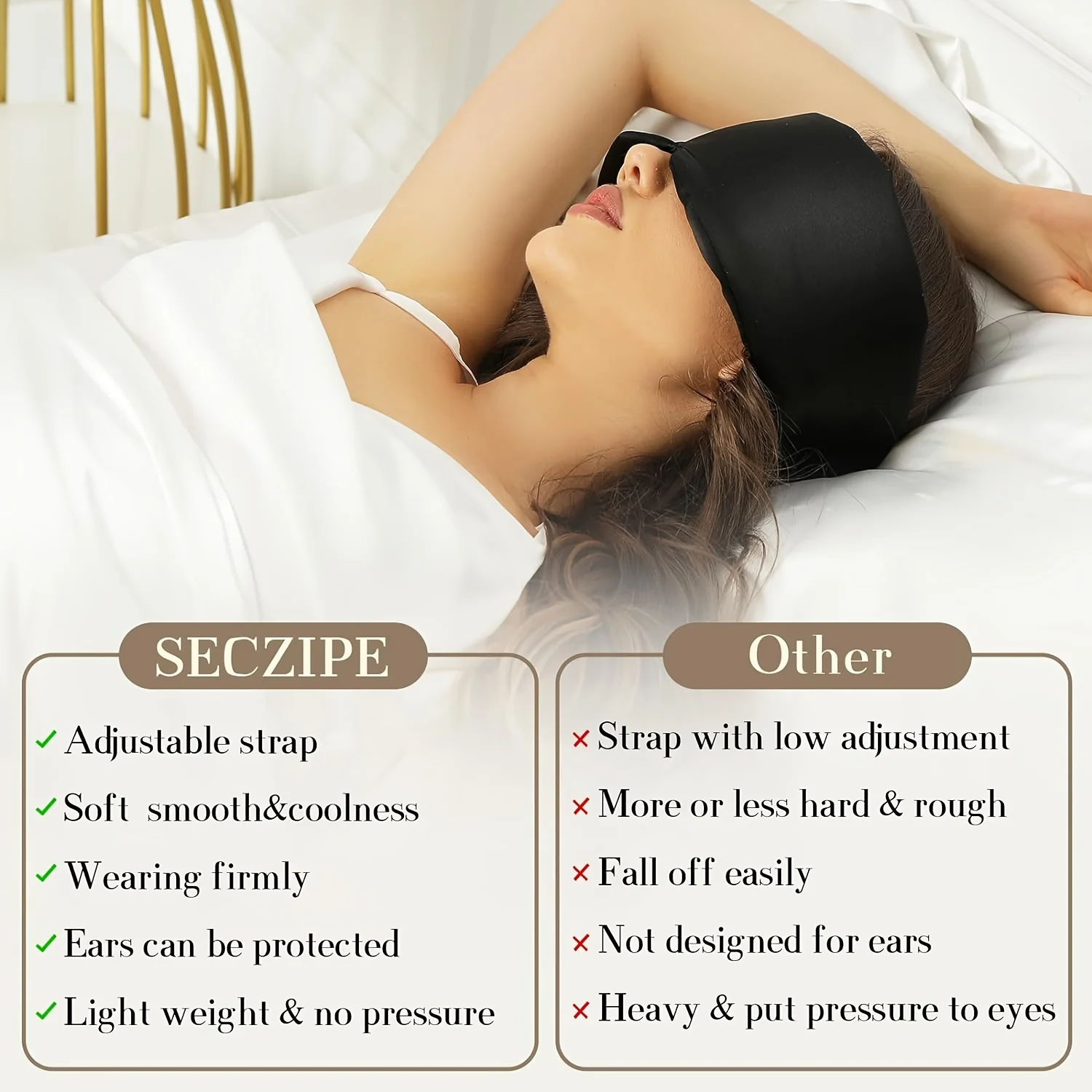 Luxurious Silk Eye Mask - Adjustable, Breathable, Light-Blocking