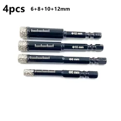 Professional Hexagonal Shank Diamond Drill Bit for Granite and Porcelain - Sharp Hole Cutter (5 - 16mm) (4 PCS)