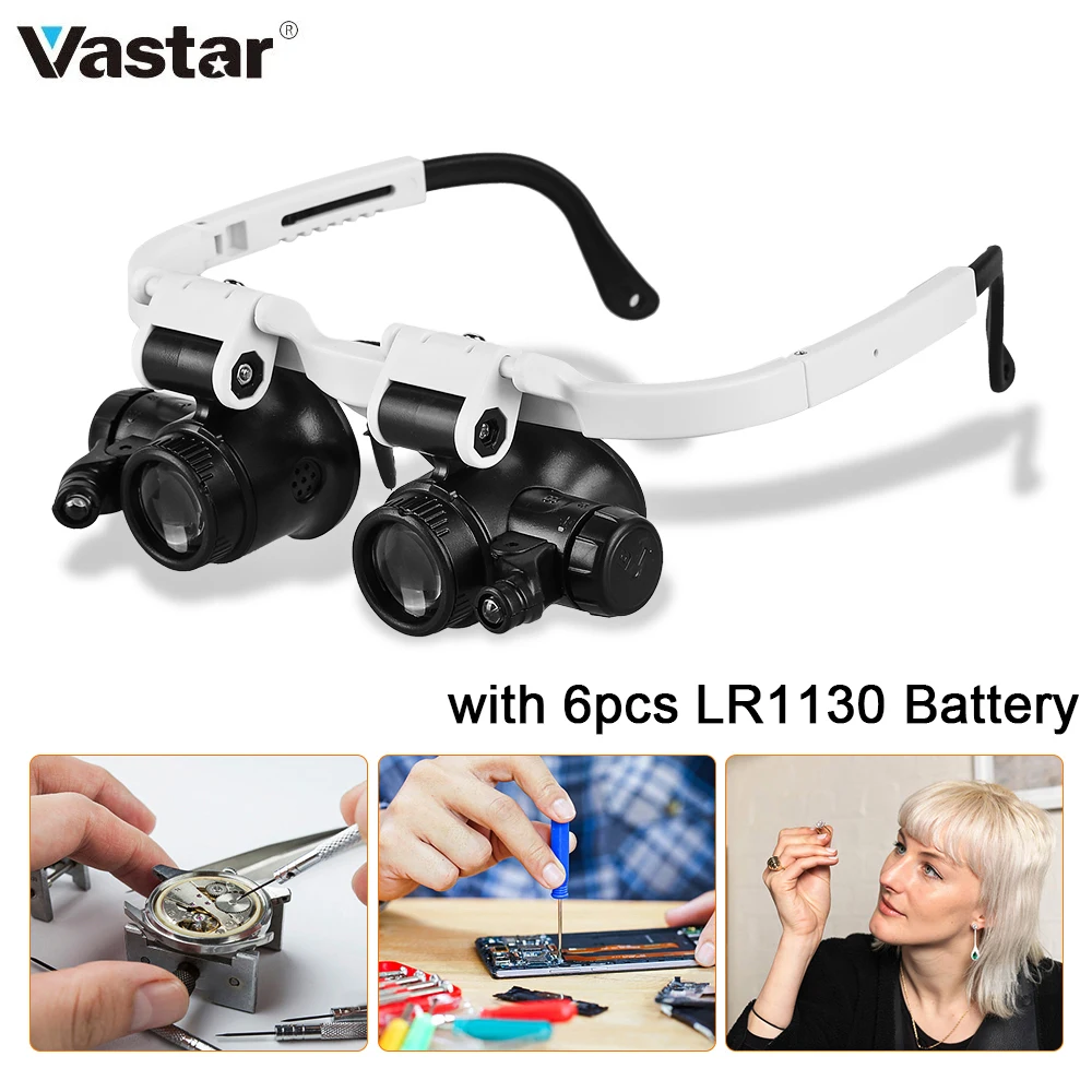 Jewellery Measurement Glasses 8x 15x 23x Double Eye Led Lamp