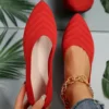 New 2024 Pointed Toe Flat Office Boat Solid Color Knitted Slip on Shoes Casual Ballet Flats Shoes Women Loafers Zapatos De Mujer 6