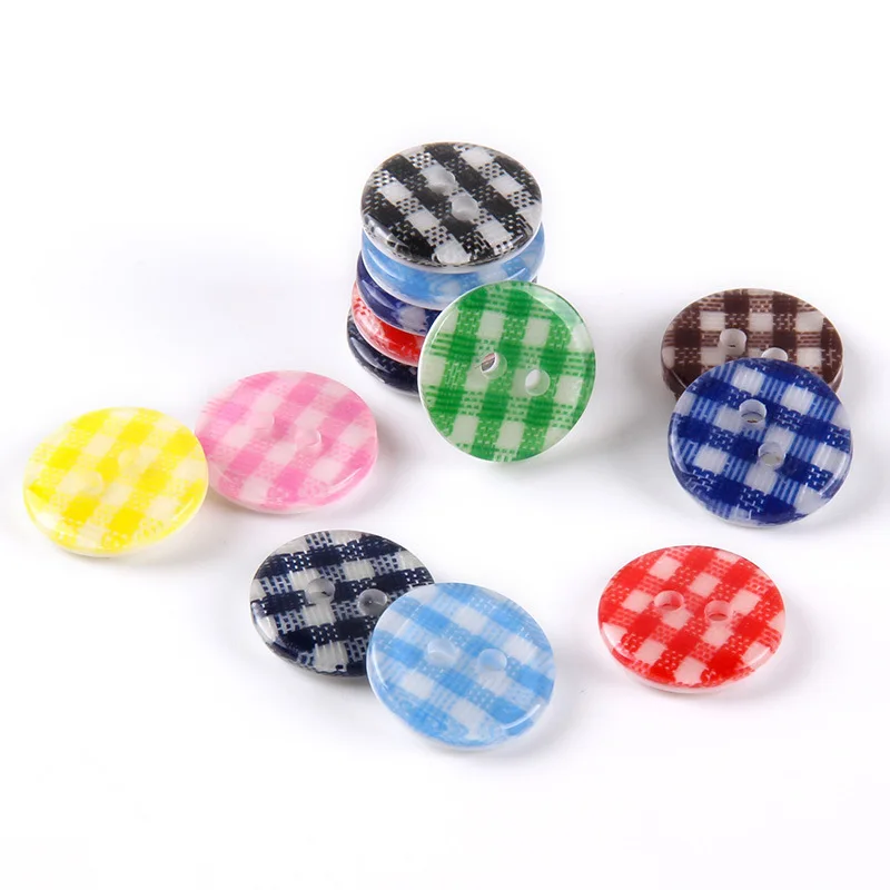12.5 MM 라운드 격자 무늬 스트라이프 수지 바느질 단추 아동복 스크랩북 장식 Botones 수공예 Diy 액세서리 100 개/몫