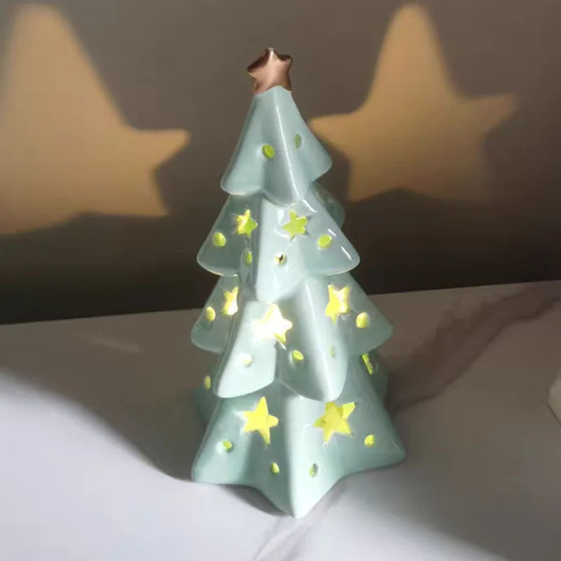 

Christmas Gift Ceramic Transparent Christmas Tree Night Light Cute Ceramic XINGX Decorative Ornaments Home Accessories
