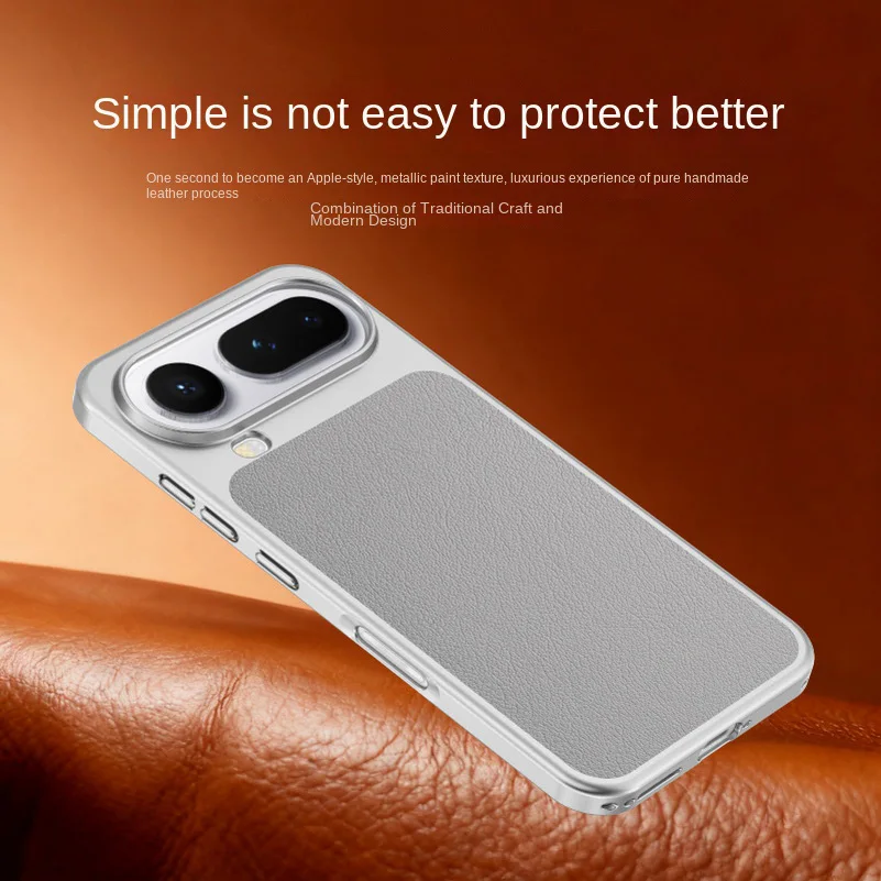 Premium Square Back Leather Phone Case with Raised Lens Protection